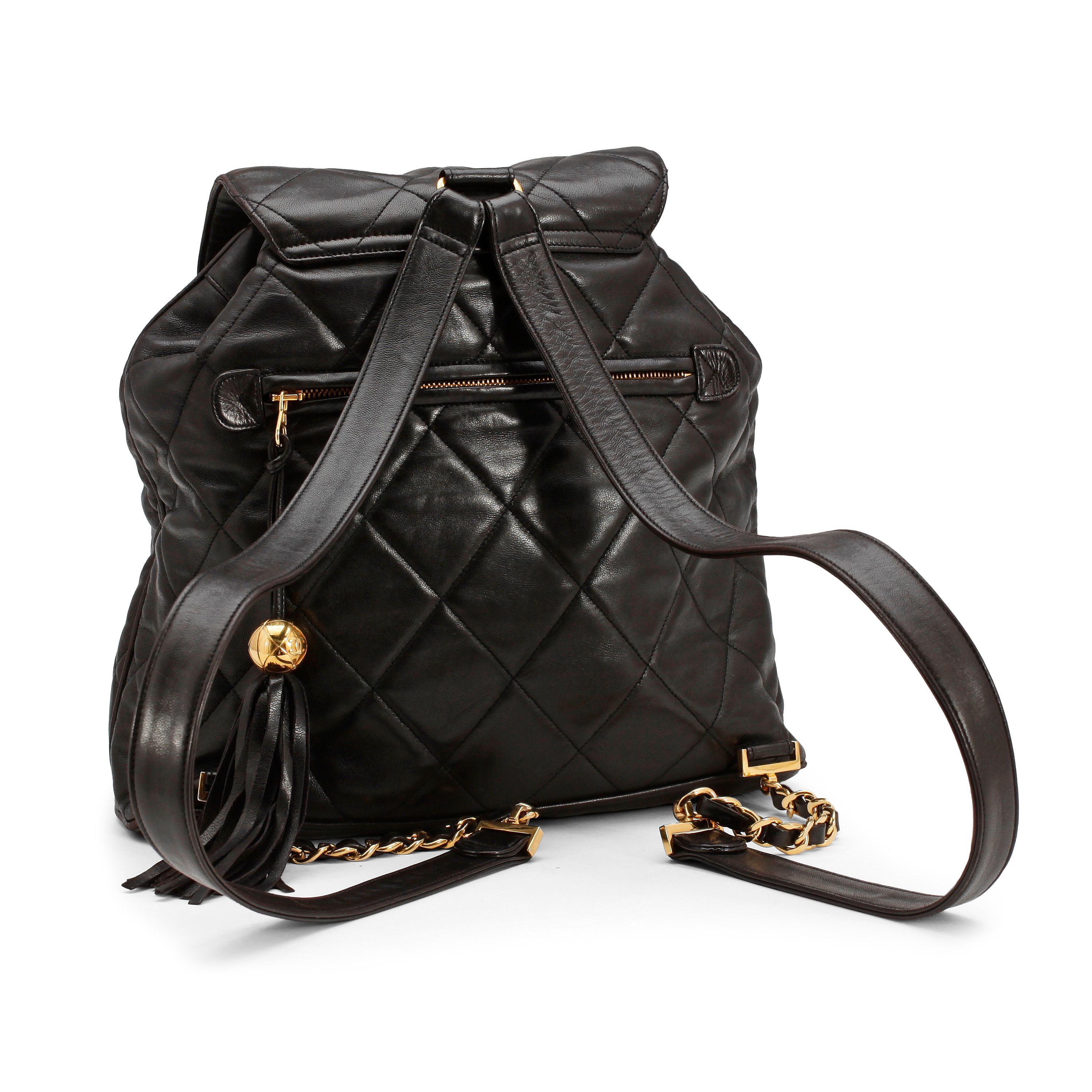 CHANEL, a black leather quilted backpack. Bukowskis