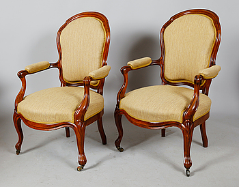 342959. KARMSTOLAR, 1 par, nyrokoko, 1800-talets andra hälft.