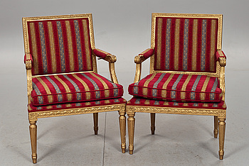 348170. KARMSTOLAR, ett par, gustaviansk stil, 1900-tal.