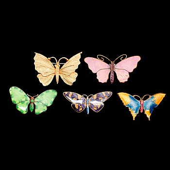 349676. BROSCHER, 5 st, 1900-talets andra hälft.