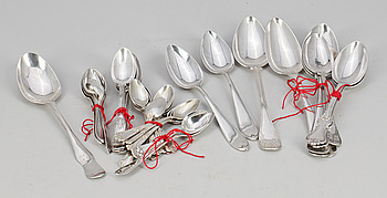 350294. SKEDAR, 35 st, silver, 1700-1900-tal, bla Fagerberg och GAB, tot. vikt ca 862 gram.