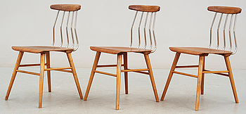 351610. PINNSTOLAR, 3 st, Albin Johansson  Söner, Hyssna, 19501960-tal.