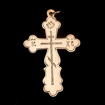 352692. HÄNGE, guld 14K  56, mästarstämplar GV kyrilliska Ryssland 1908-1926. Vikt 2,7 g.