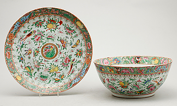 359016. SKÅL OCH SKÅLFAT, porslin, Kina, Kanton, 1800-tal.