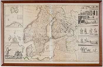 361816. HERMAN MOLL, efter, karta, etsning, delvis handkolorerad.