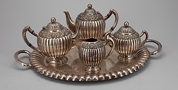 362028. KAFFESERVIS, 5 delar. 833 silver Porto, Portugal 1950-tal. Vikt 3420 g.