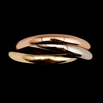 RING, 3 delar, 18 k flerfärgat guld, "Trinity", Cartier. Vikt ca 4,9 g.