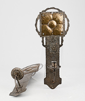 364612. VÄGGLAMPETTER, ett par, jugend. 1900-talets början.