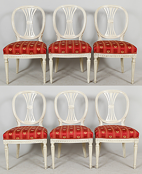 365243. STOLAR, 6 st, gustaviansk stil, 1900-talets andra hälft.