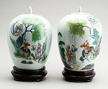 366253. LOCKURNOR, 1 par, porslin, Kina, 1800-tal.