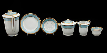 367209. KAFFESERVIS, 27 delar, porslim, empirestil, sekelskiftet 1900.