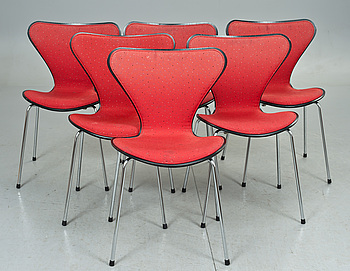367790. STOLAR, Sjuan, 6 st, Arne Jacobsen, Fritz Hansen, Danmark, 1987.