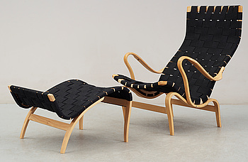 368291. FÅTÖLJ med FOTPALL, Pernilla Bruno Mathsson, Dux, 1900-talets slut.