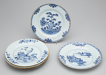 369418. TALLRIKAR, 6 st, kompaniporslin, Kina Qianlong, 1736-1796.