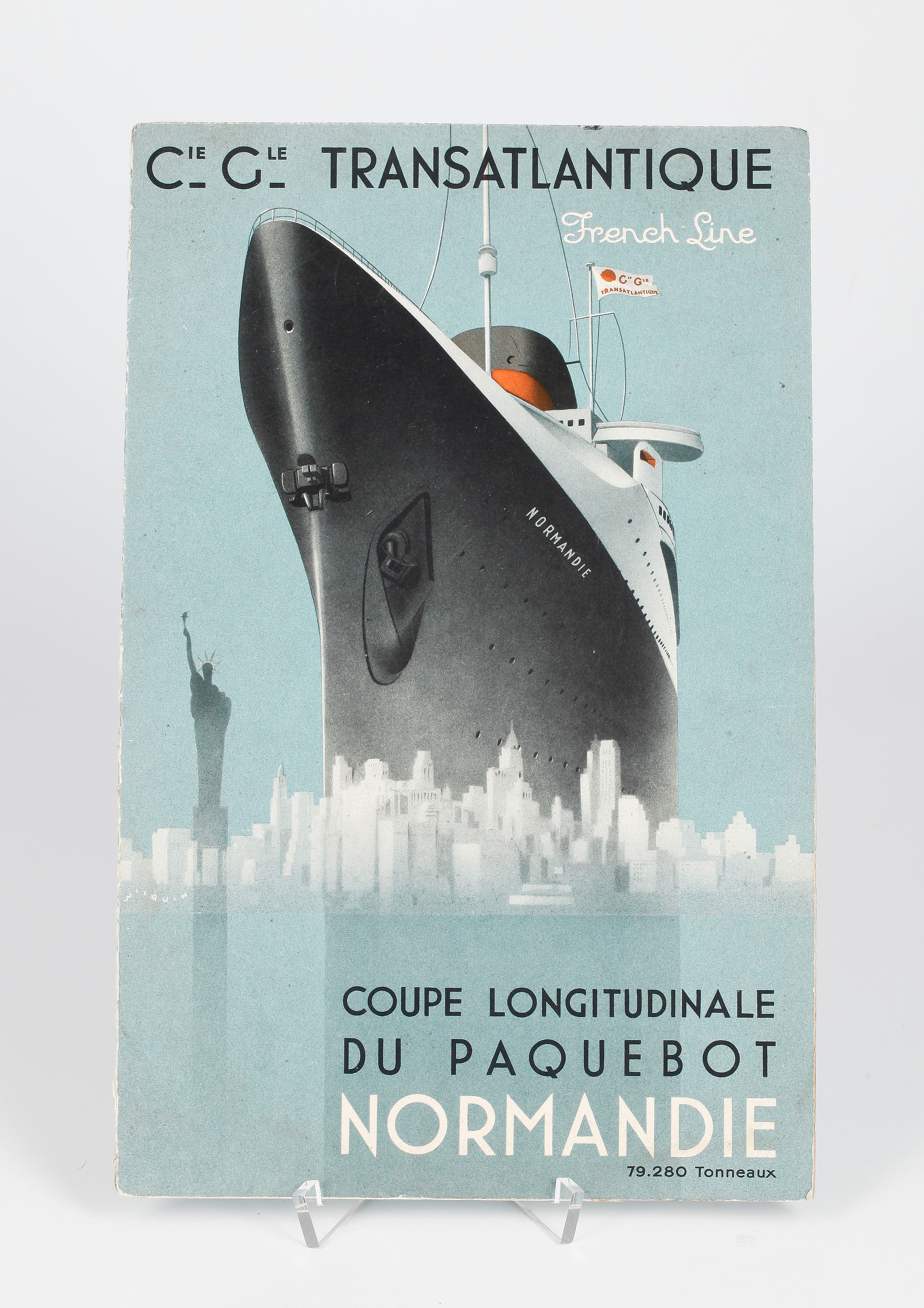 Vintage poster – French Line, Cie Gle Transatlantique, SS Ile de France