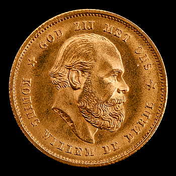 371770. GULDMYNT, Koning Willem, Nederländerna, 10 gulden, 1889. Vikt ca 7 g.