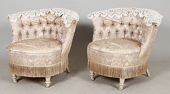 372939. FÅTÖLJER, 1 par, sent 1800-tal.