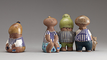 373707. FIGURINER, 4 st, stengods, Lisa Larson, 1900-talets mitt.