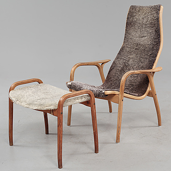 374825. FÅTÖLJ samt FOTPALL, Lamino, Yngve Ekström, Swedese, 1900-talets fjärde kvartal.