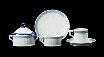 378757. KAFFESERVIS, porslin, 26 delar, Blå Vifte, Royal Copenhagen.