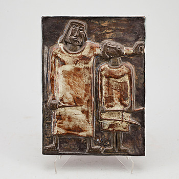 382256. VÄGGRELIEF, stengods, Åke Holm, signerad.