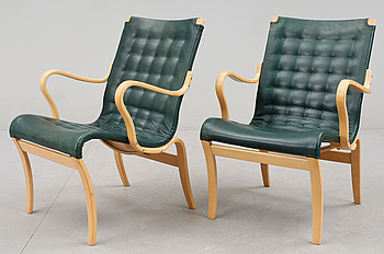 382714. STOLAR, ett par. Mina Bruno Mathsson. Formgiven 1978 ursprungsdesign 1942.