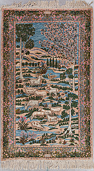 382944. MATTA, Kirman, old, figural, signerad, ca 248 X 150cm.