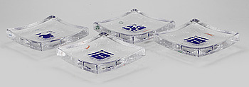 383016. FAT, 4 st, glas, Bertil Vallien, Kosta Boda, signerade och numrerade, 1900-talets slut.
