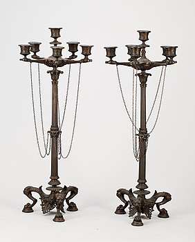 383916. KANDELABRAR, ett par, senempire, 1800-talets mitt.
