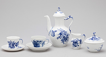 384396. KAFFESERVIS, 16 delar, porslin, Blå Blomst, Royal Copenhagen.