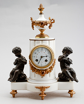 384726. BORDSPENDYL, marmor och patinerad metall, Lenzkirch, sent 1800-tal.