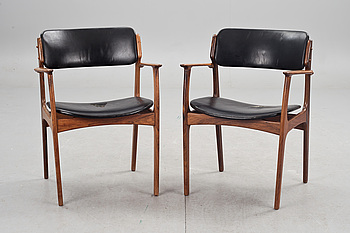 385553. KARMSTOLAR, 2 st, Erik Buch för Odense møbler, Danmark. 1960-tal.