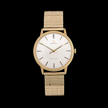 385872. ARMBANDSUR, herr, guld på stål, Omega.