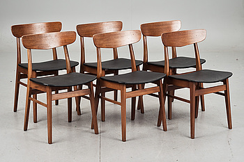 387118. STOLAR, 6 st, troligen Farstrup Möbelfabrik, Danmark, 195060-tal.