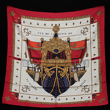 387595. SCARF, siden, Vue de carosse, Hugo Grygkar, Hermès, Paris, 1900-talets fjärde kvartal.