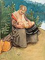 AKSELI GALLEN-KALLELA, NUORI NAINEN IMETTÄÄ...