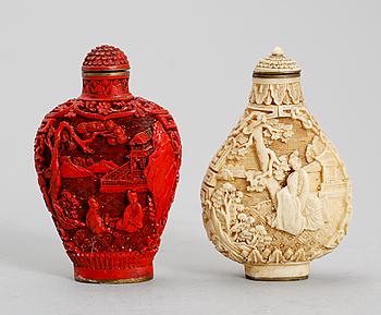 388866. SNUSFLASKOR, lackarbeten, Kina, 1900-tal.