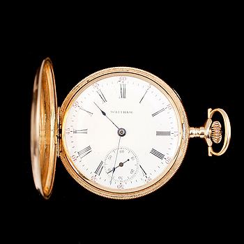 391716. FICKUR, 14 k guld, savonett, Waltham. Även innerboett av 14 k guld.