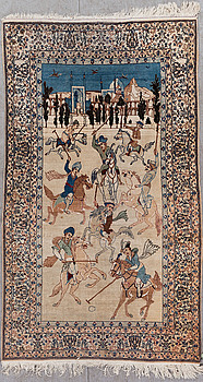 391808. MATTA, old, Isfahan, figural, silkesinslag, ca 181 X 105cm.