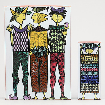 392377. VASER, 2 st, fajans, Karneval, Stig Lindberg, Gustavsberg.