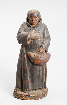 392978. FIGUR, skuret och bemålat trä, antik.
