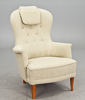 396943. FÅTÖLJ, Farmor design Carl Malmsten. Märkt Sjögren.