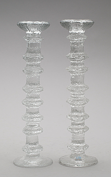 396971. LJUSSTAKAR, 1 par, glas, Festivo, Timo Sarpaneva, Iittala.