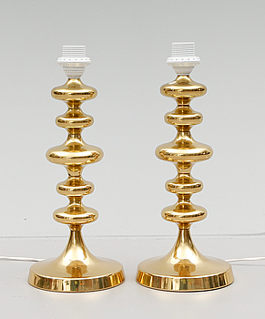 397035. BORDSLAMPOR, 1 par, mässing, 1900-talets mitt.