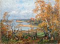 ELLEN FAVORIN, AUTUMN MOOD. Sign. Oil on ca...