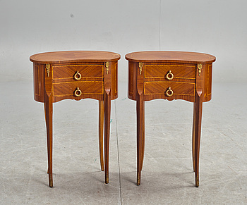 398718. LAMPBORD, ett par.  Gustaviansk stil, 1900-talets andra hälft.