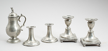402236. SAMLING TENNFÖREMÅL, 3 delar, otydliga stämplar, 1800-tal.