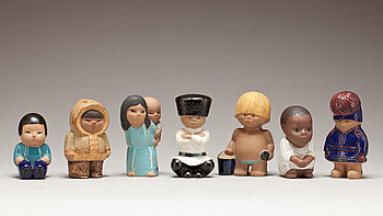 402331. FIGURINER, 7 st, stengods, Lisa Larson, Gustavsberg.