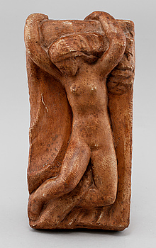 403146. CARL WILHELMS, skulptur, bemålad gips, signerad och daterad 42.