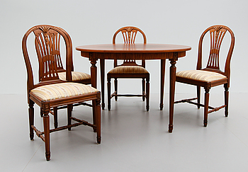 403605. MATGRUPP, 6 delar, gustaviansk stil, 1900-talets andra hälft.